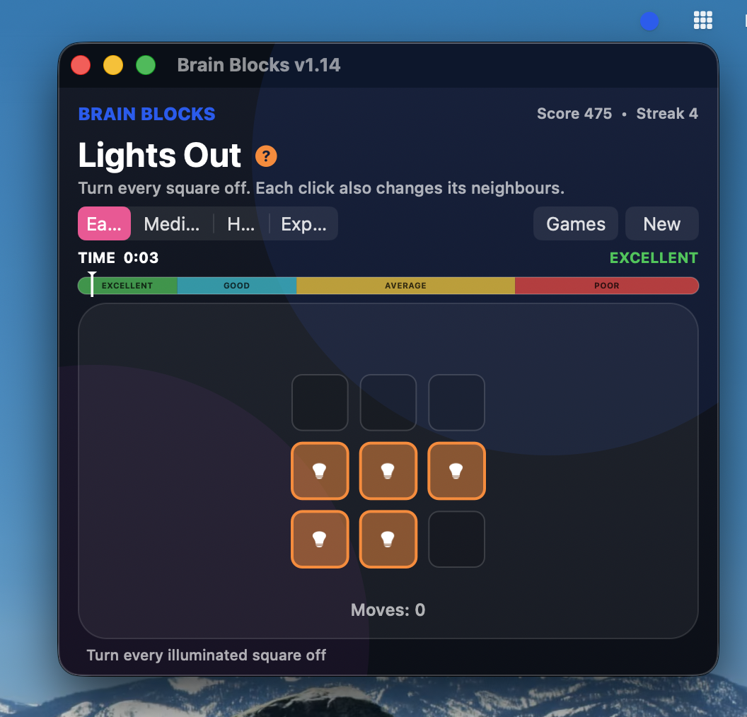 BrainBlocks Lights Out puzzle