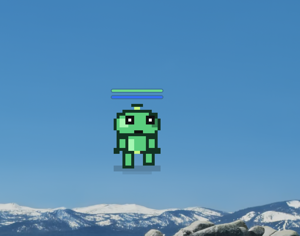 A pixel-style desktop pet floating above a Mac desktop